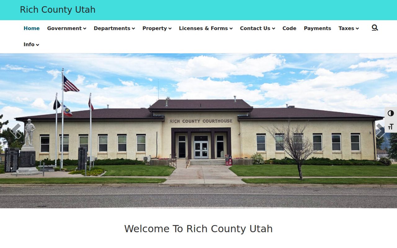Rich County website home page for local warrant record routes