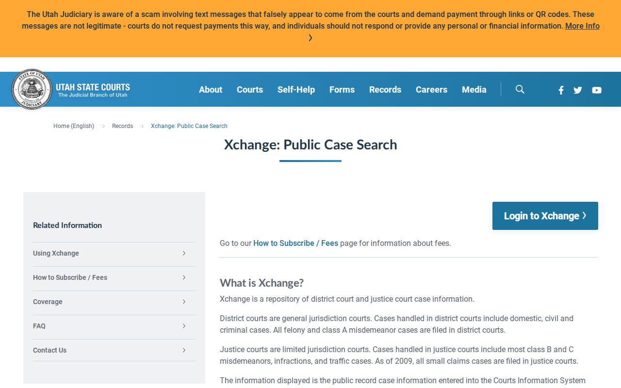 Public Utah court case record screen for a Rich County warrant lookup