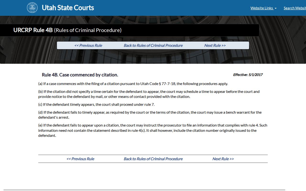 Utah citation rule relevant to a Rich County bench warrant