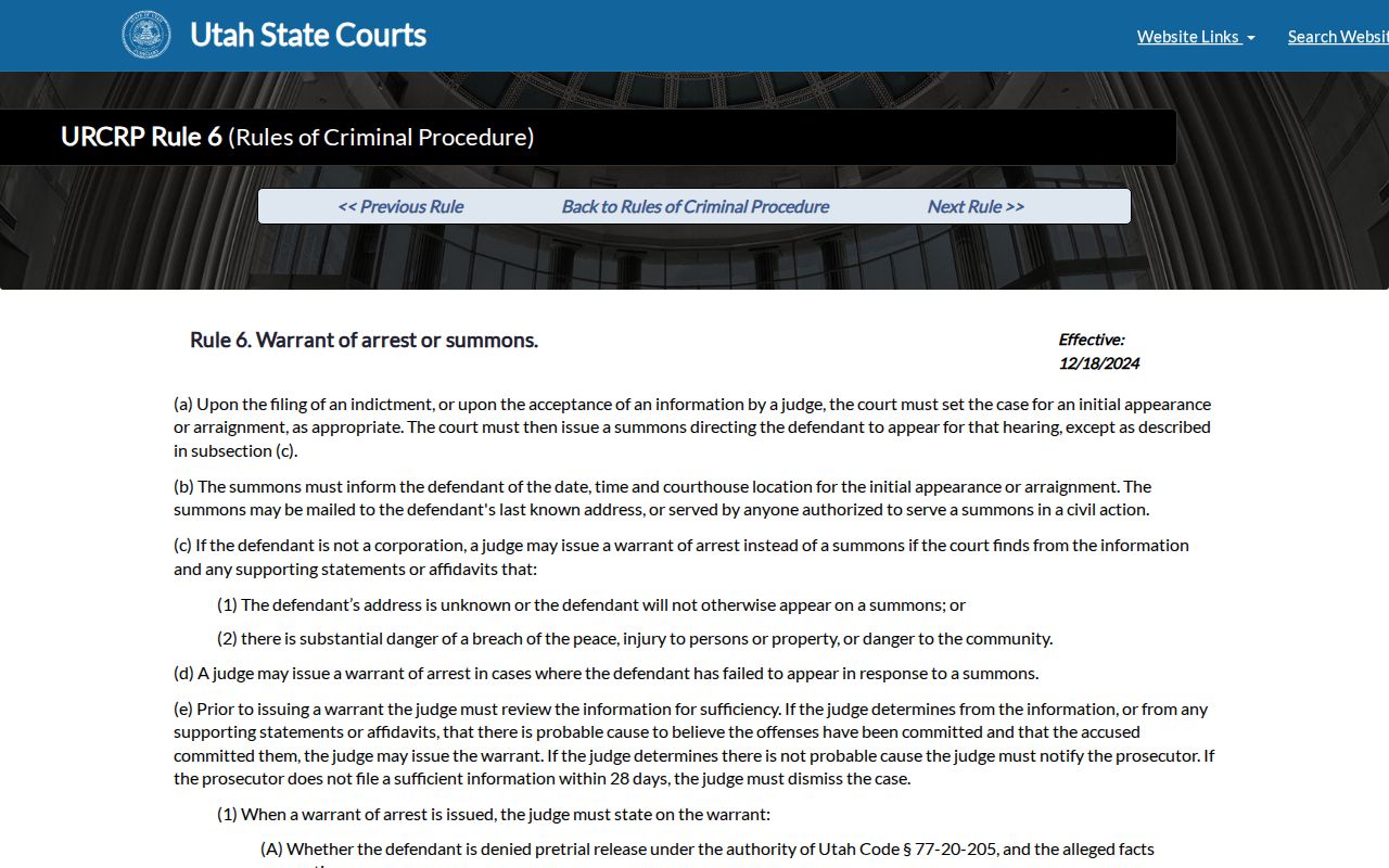 Utah probable-cause rule for a Rich County arrest warrant