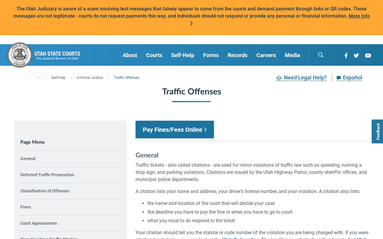 Utah traffic case and payment guidance for Rich County warrant questions