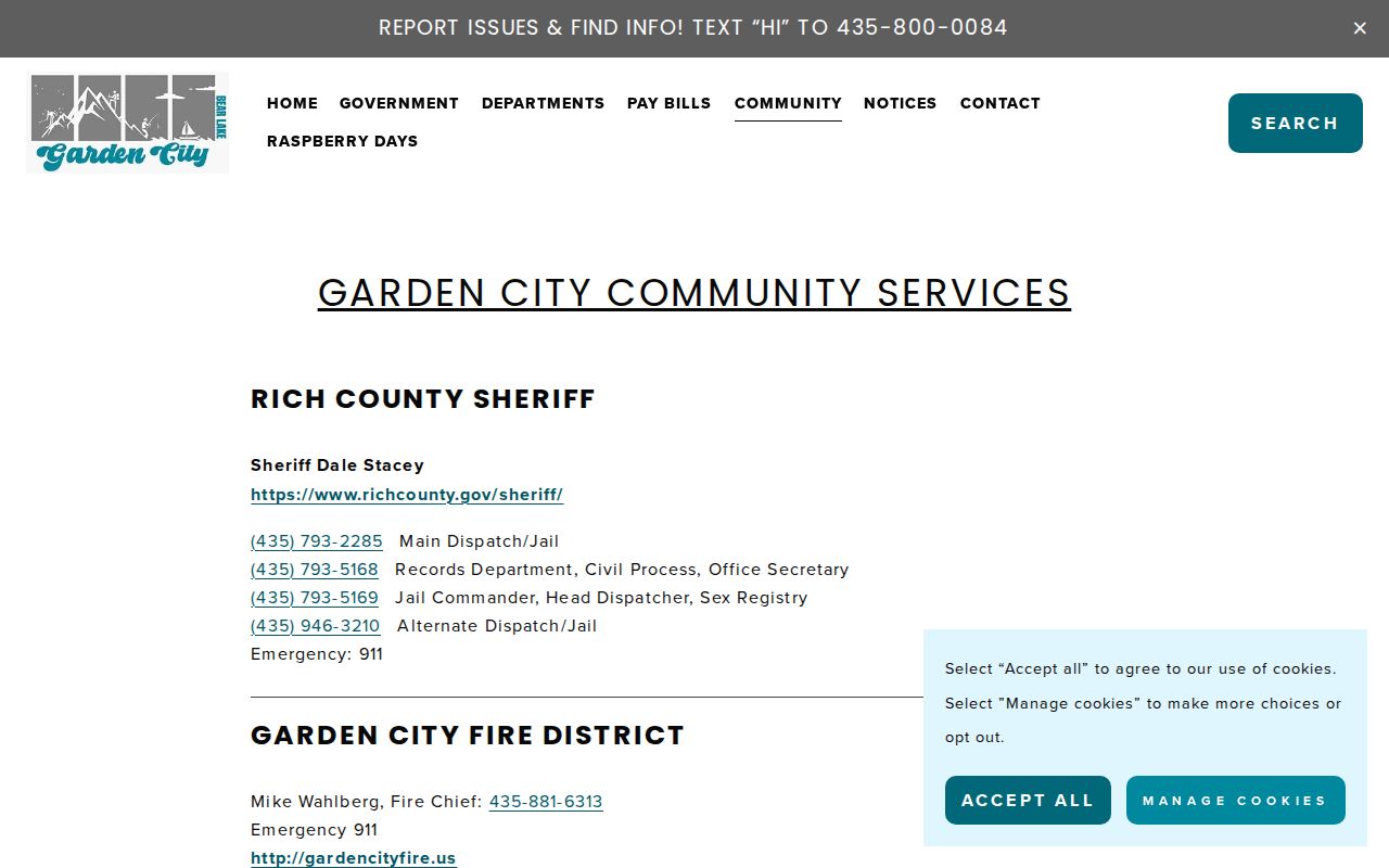 Garden City town services office for warrant record routing