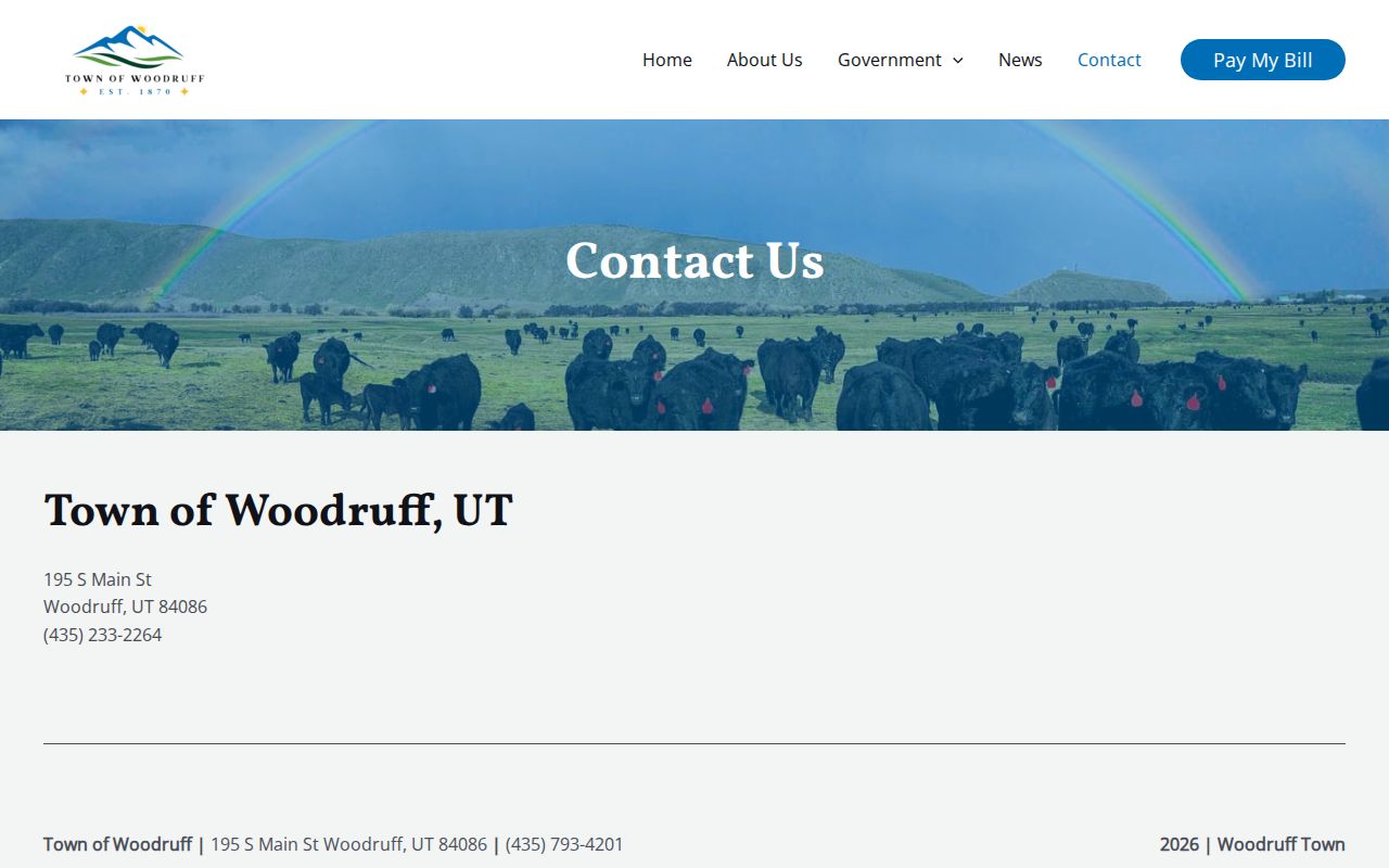 Woodruff town contact page for warrant record routing